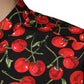 Camicia casual con bottoni in cotone color ciliegia nera