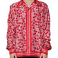 Camicia casual con bottoni in seta rosa ciliegia