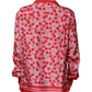 Camicia casual con bottoni in seta rosa ciliegia
