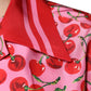 Camicia casual con bottoni in seta rosa ciliegia