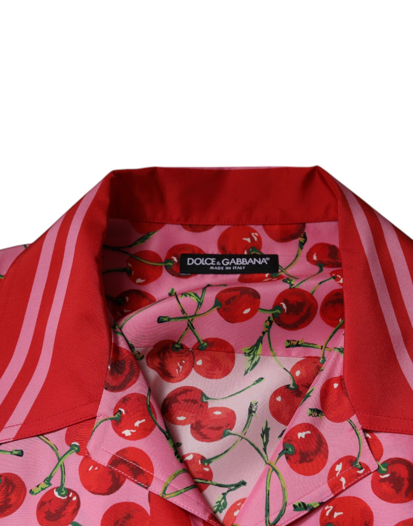 Camicia casual con bottoni in seta rosa ciliegia
