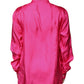Rosa Herrenhemd mit Button-Down-Kragen aus Seide