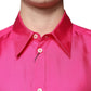 Rosa Herrenhemd mit Button-Down-Kragen aus Seide