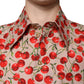 Beige Cherry Button Down Herren Freizeithemd