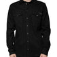 Schwarzes Button-Down-Hemd aus Baumwolle mit Kragen