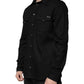 Schwarzes Button-Down-Hemd aus Baumwolle mit Kragen