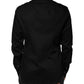 Schwarzes Button-Down-Hemd aus Baumwolle mit Kragen