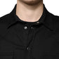 Schwarzes Button-Down-Hemd aus Baumwolle mit Kragen