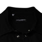 Schwarzes Button-Down-Hemd aus Baumwolle mit Kragen