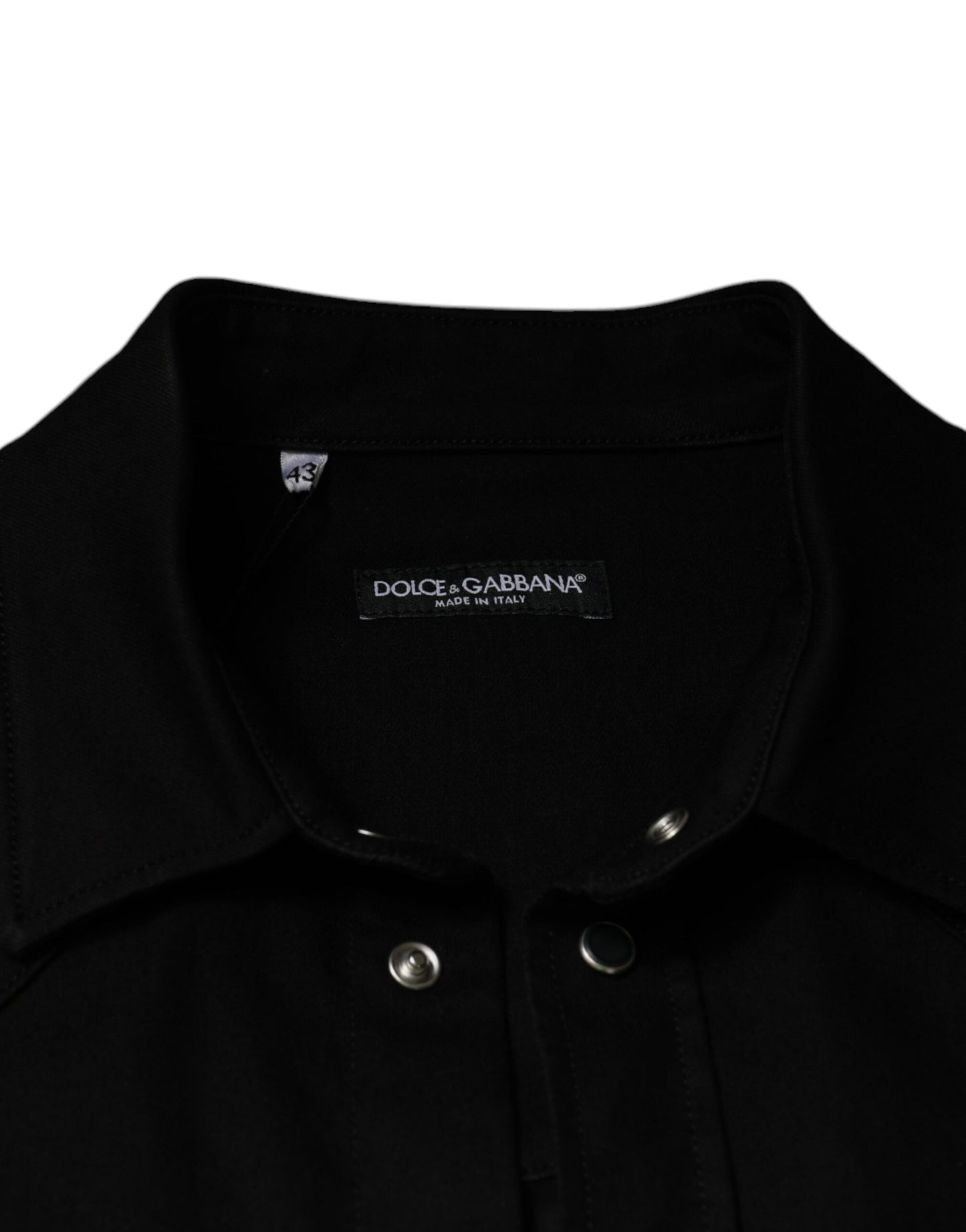 Schwarzes Button-Down-Hemd aus Baumwolle mit Kragen