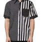 Schwarz-weiß gestreiftes Button-Down-Freizeithemd