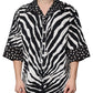 Schwarz-weißes Oversize-Hemd mit Zebra-Knopfleiste
