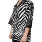 Schwarz-weißes Oversize-Hemd mit Zebra-Knopfleiste
