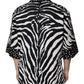 Schwarz-weißes Oversize-Hemd mit Zebra-Knopfleiste