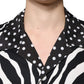 Schwarz-weißes Oversize-Hemd mit Zebra-Knopfleiste