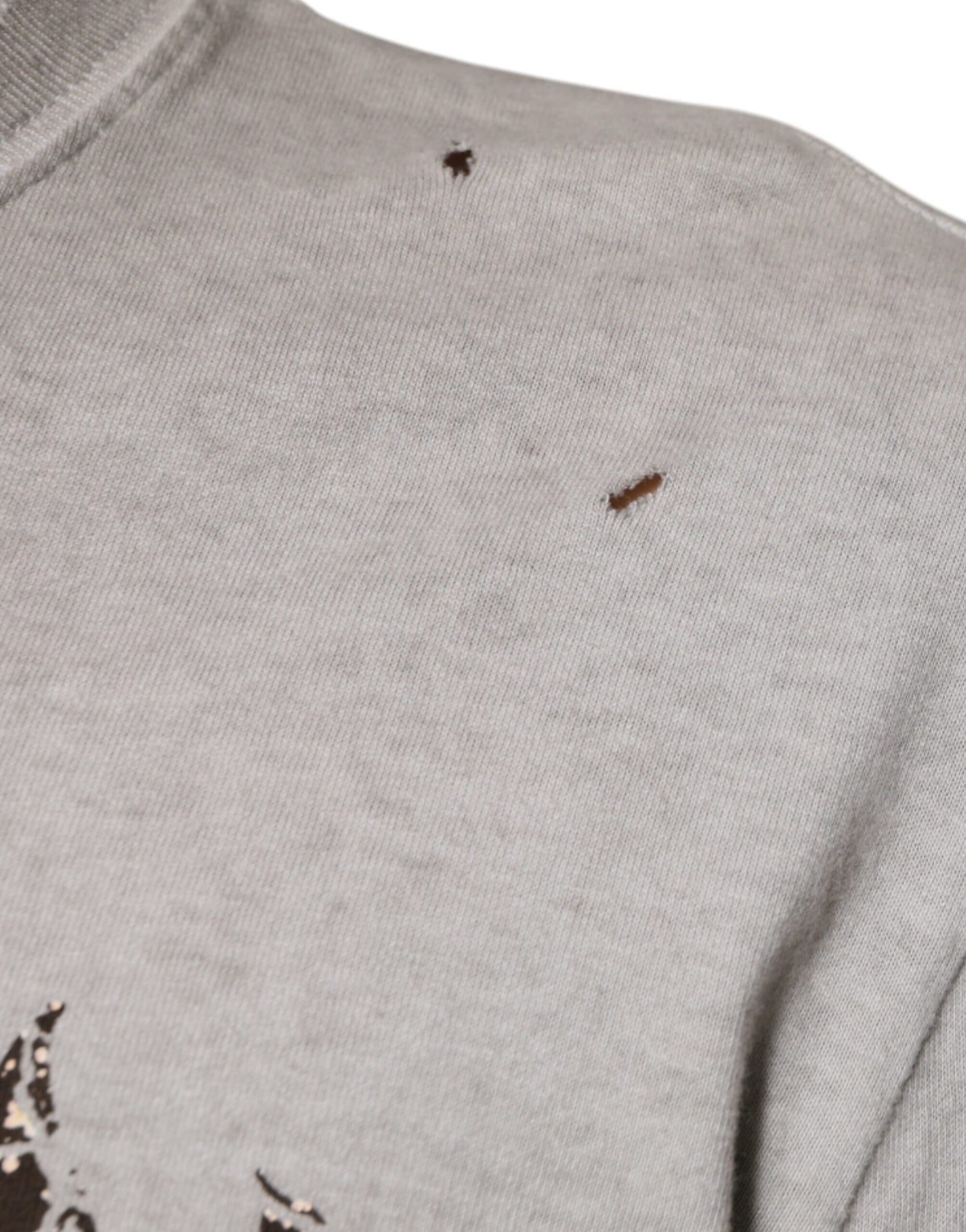 Grauer Pullover mit Rundhalsausschnitt aus bedruckter Baumwolle