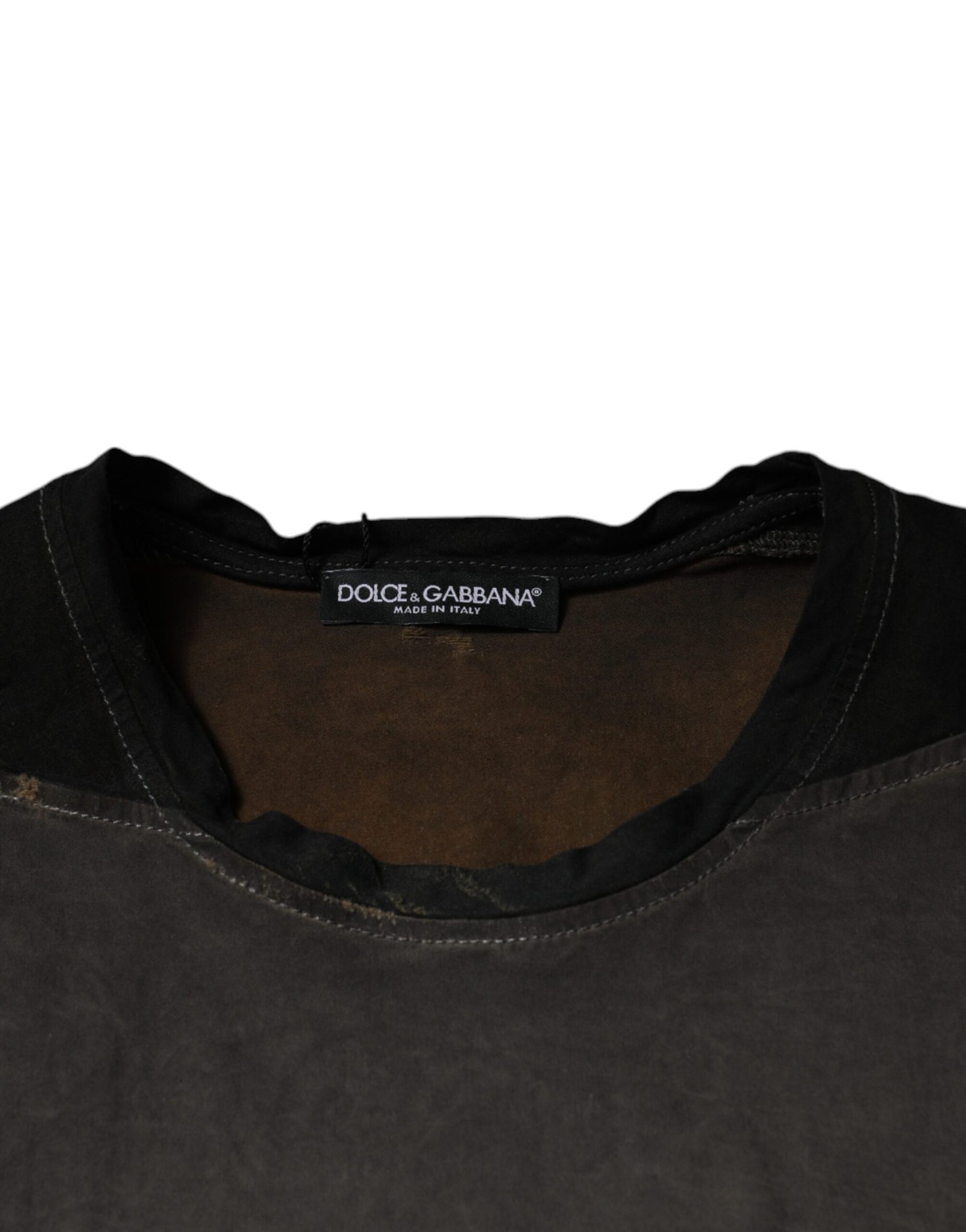 Braunes Rundhals-T-Shirt aus Baumwolle mit Grafikdruck