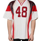 T-shirt in jersey di cotone con scollo a V e logo multicolore