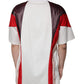 T-shirt in jersey di cotone con scollo a V e logo multicolore
