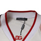 T-shirt in jersey di cotone con scollo a V e logo multicolore