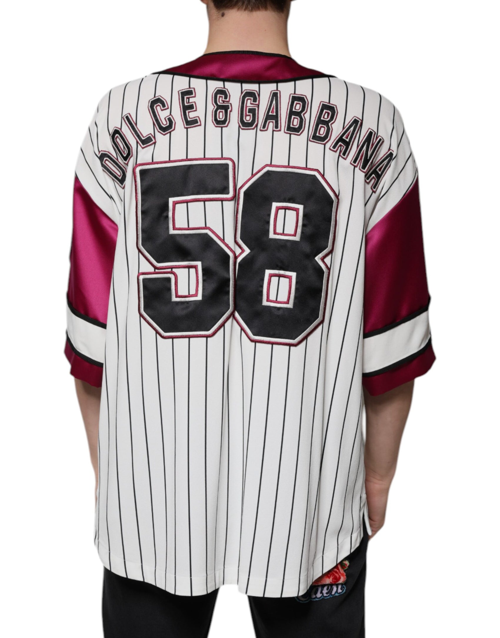 Mehrfarbiges Jersey-T-Shirt mit V-Ausschnitt und Logo