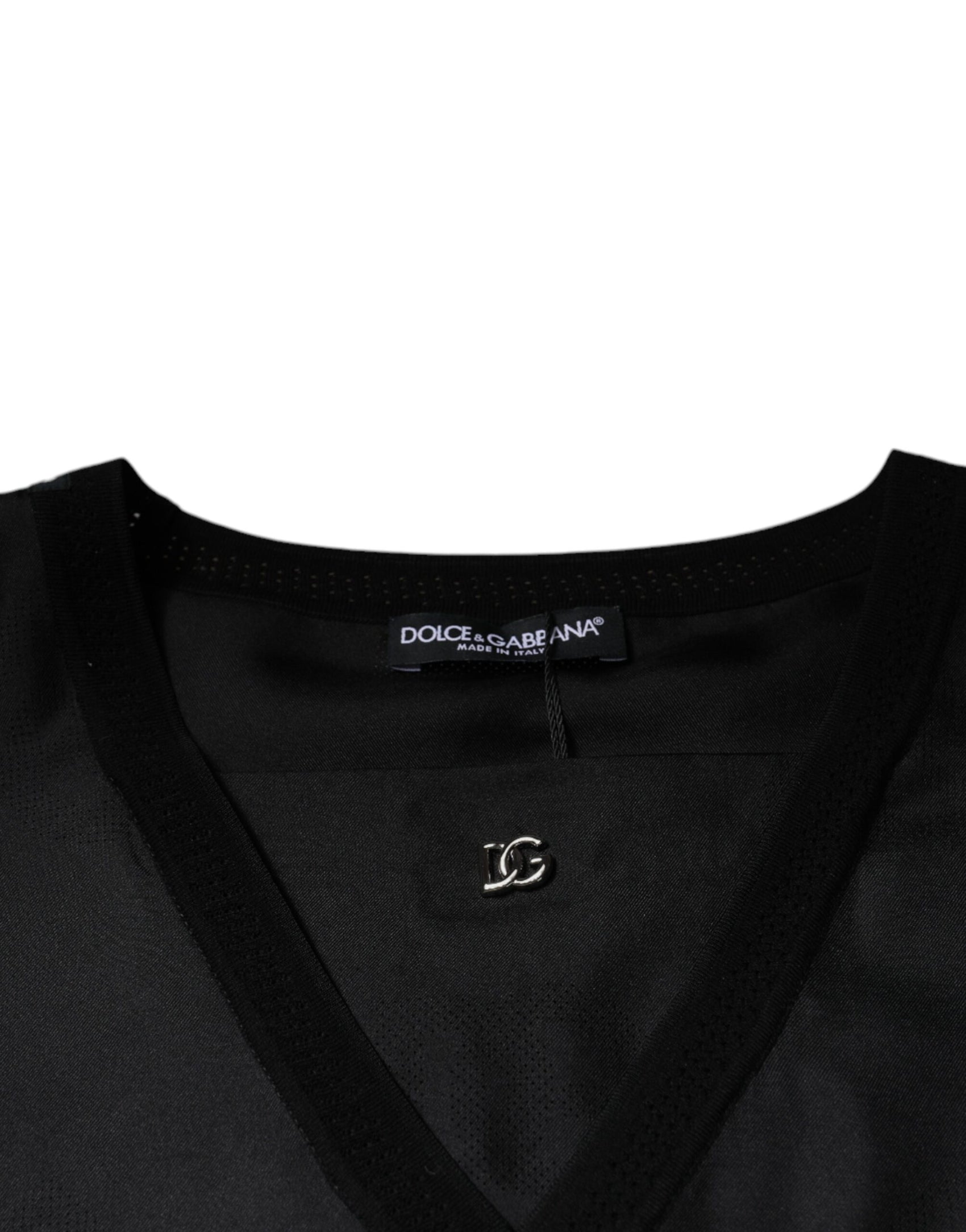 Schwarzes Kurzarm-T-Shirt aus Baumwolle mit quadratischem Ausschnitt