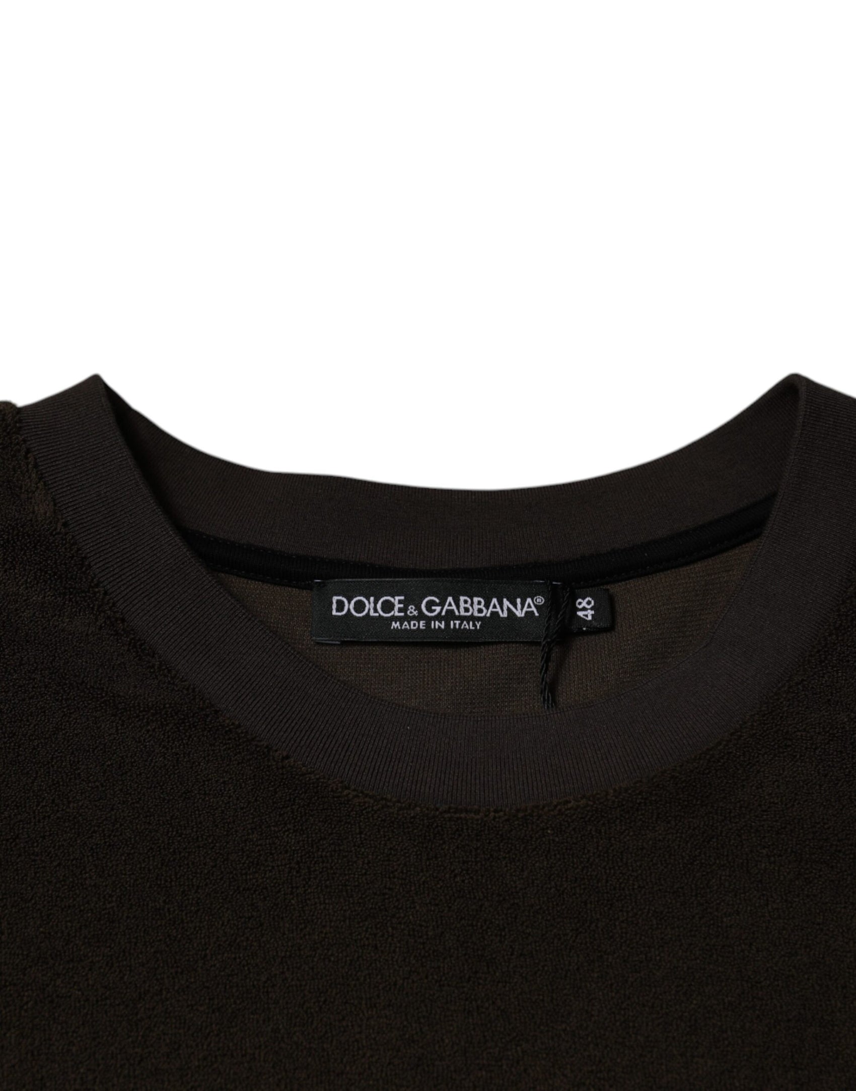 Braunes T-Shirt aus Baumwolle mit Rundhalsausschnitt und kurzen Ärmeln