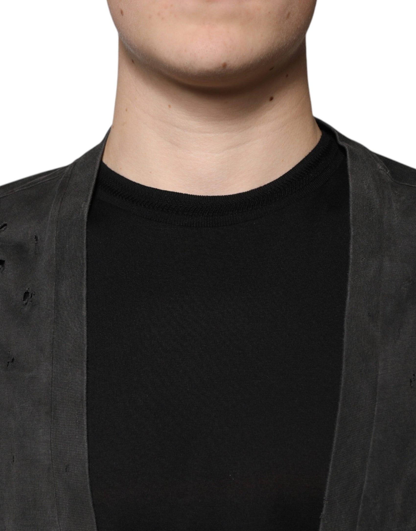 T-shirt girocollo in cotone nero a maniche corte