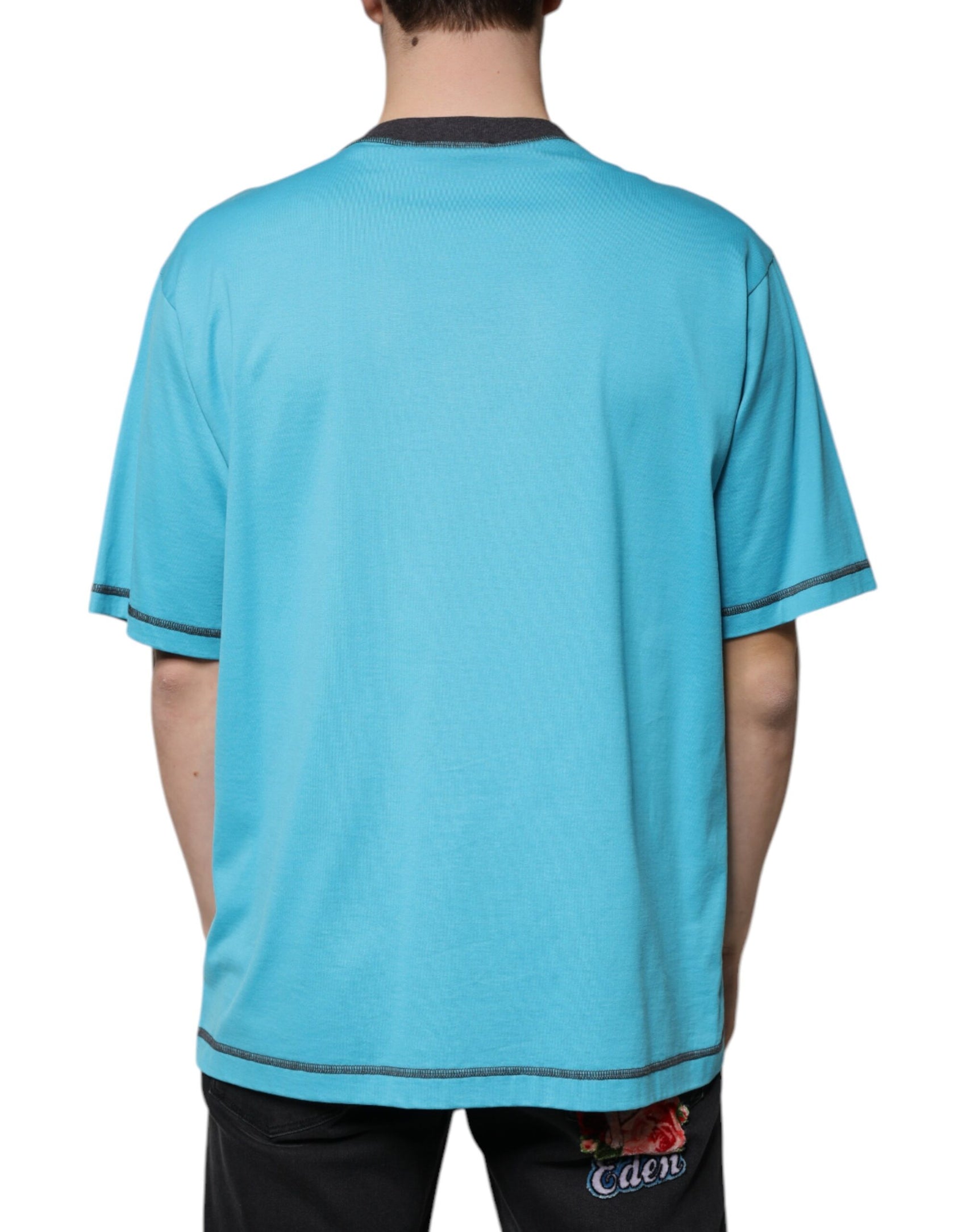 T-shirt girocollo a maniche corte con logo blu
