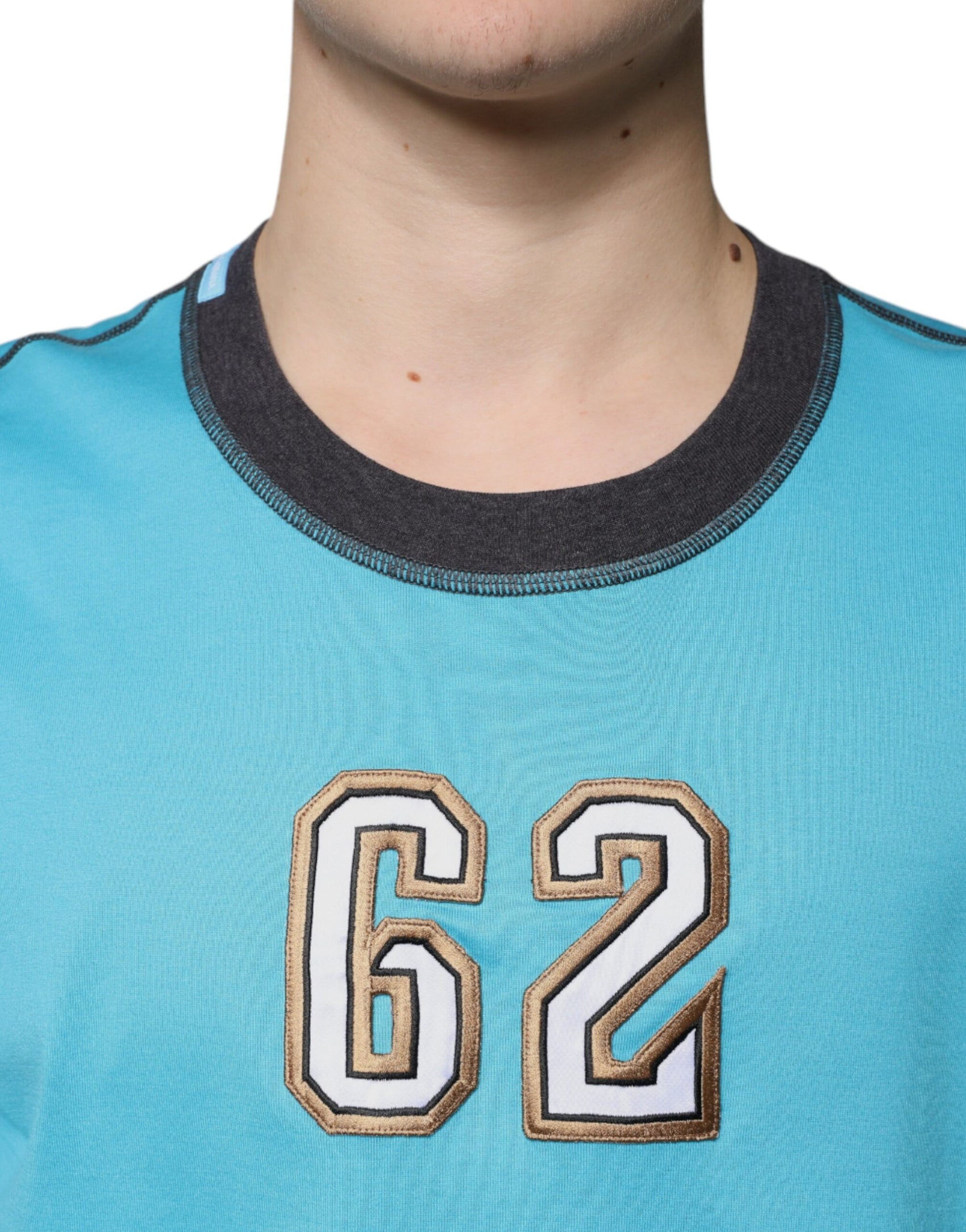 T-shirt girocollo a maniche corte con logo blu