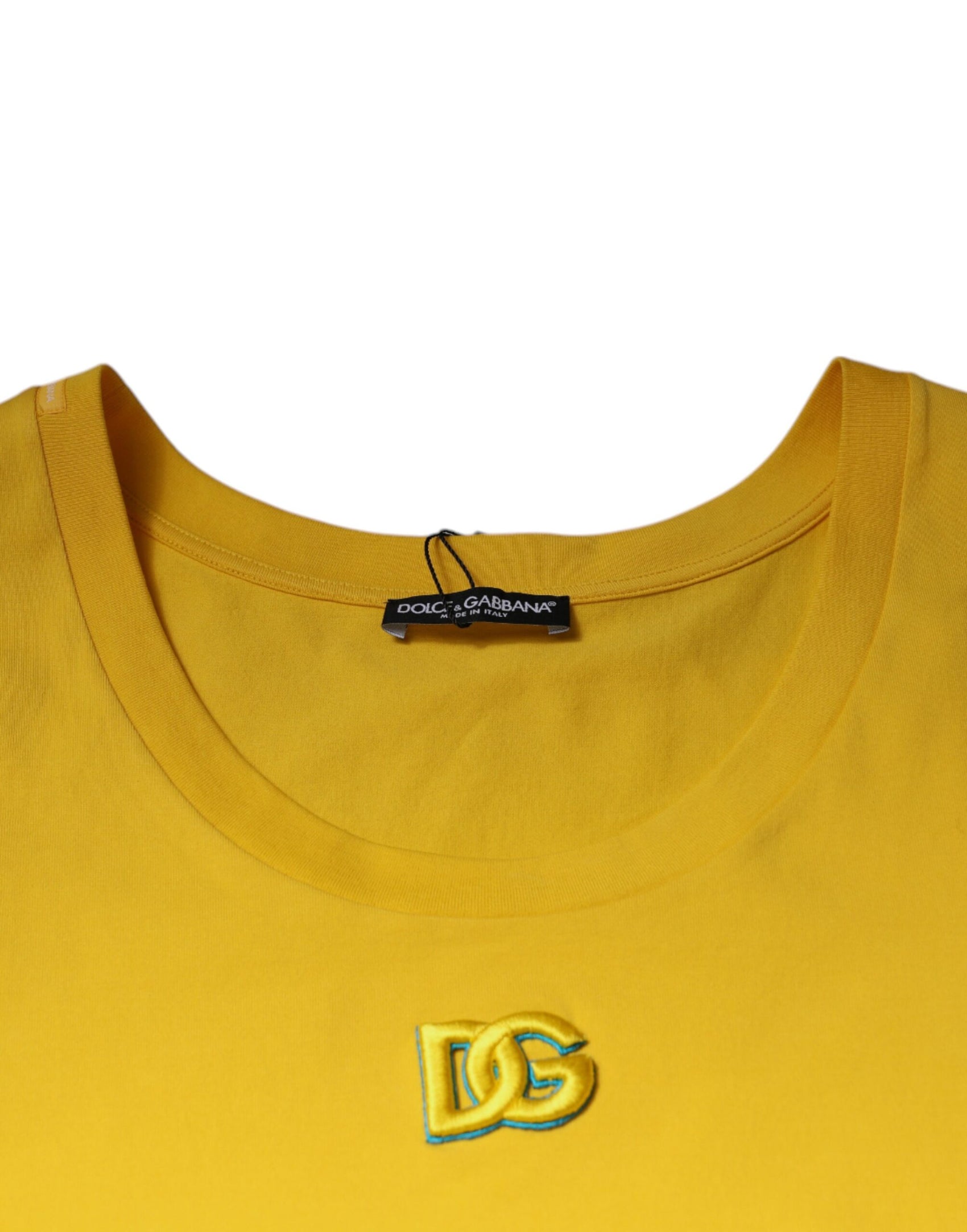 T-shirt senza maniche a scollo tondo in cotone giallo