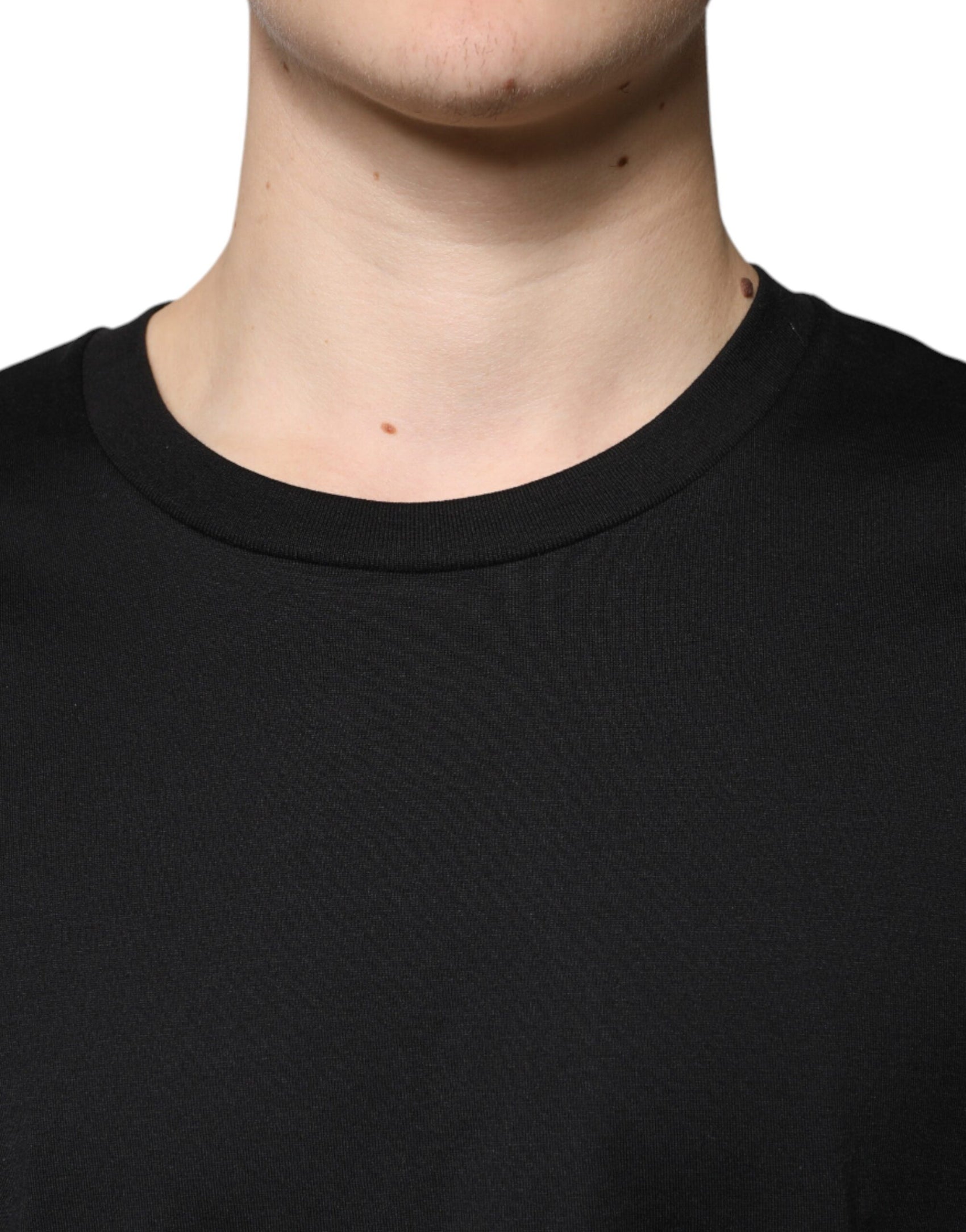 T-shirt girocollo in cotone nero a maniche corte