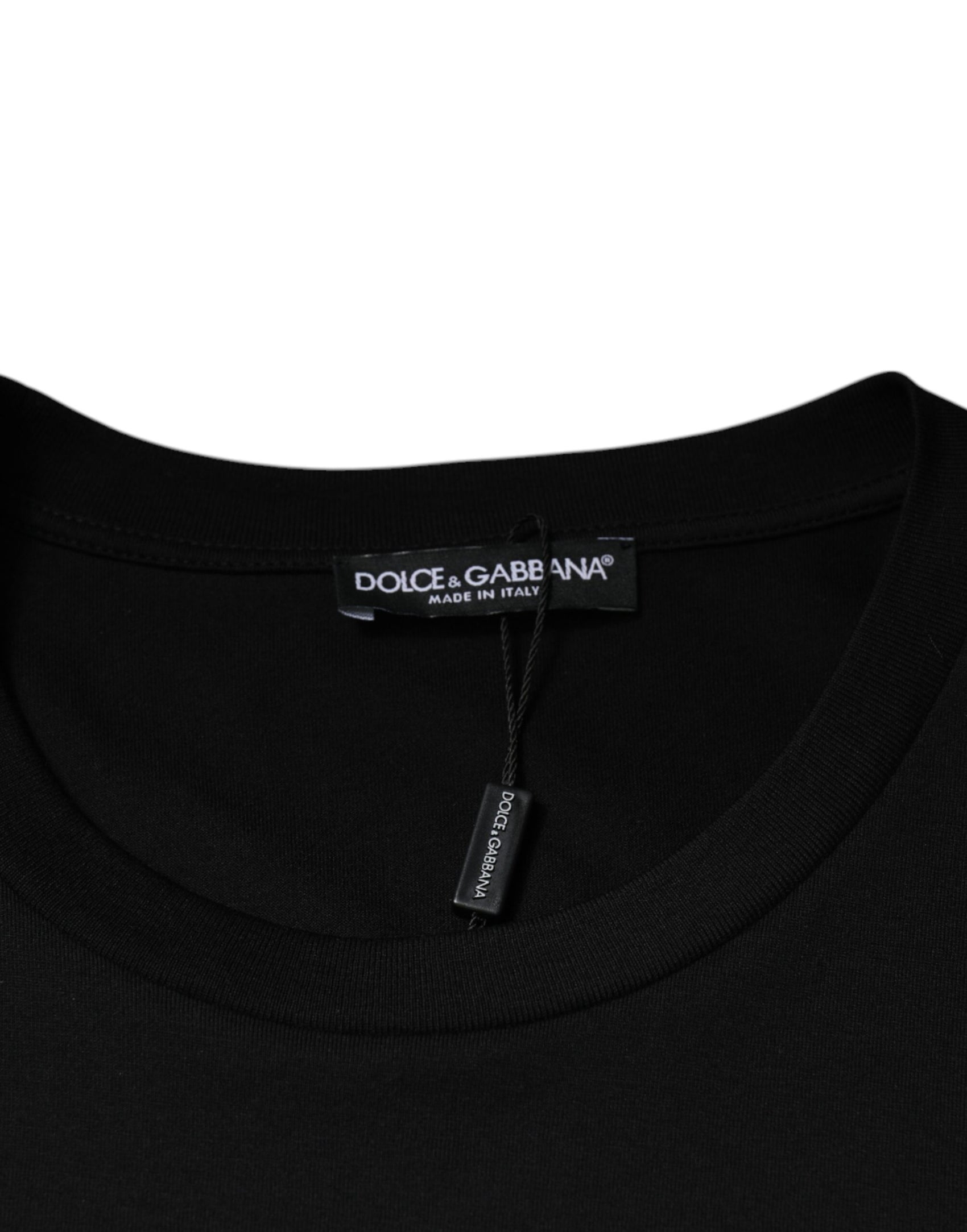 T-shirt girocollo in cotone nero a maniche corte