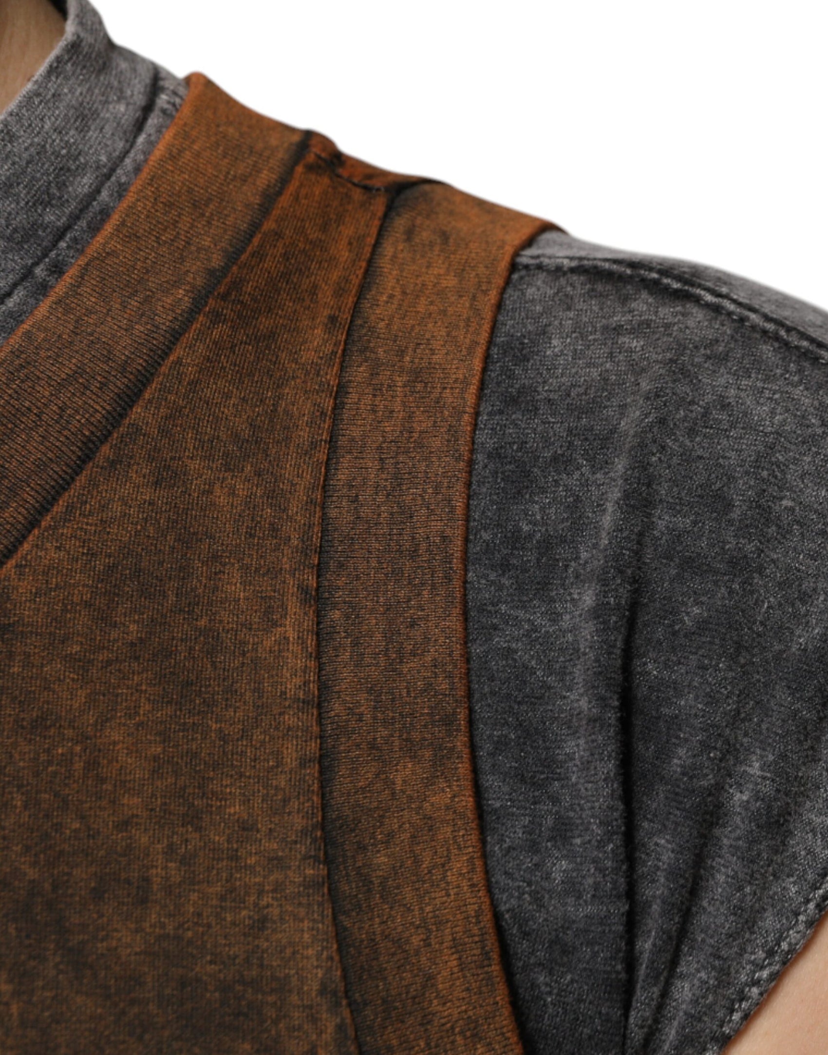 T-shirt senza maniche con scollo a giro in cotone marrone