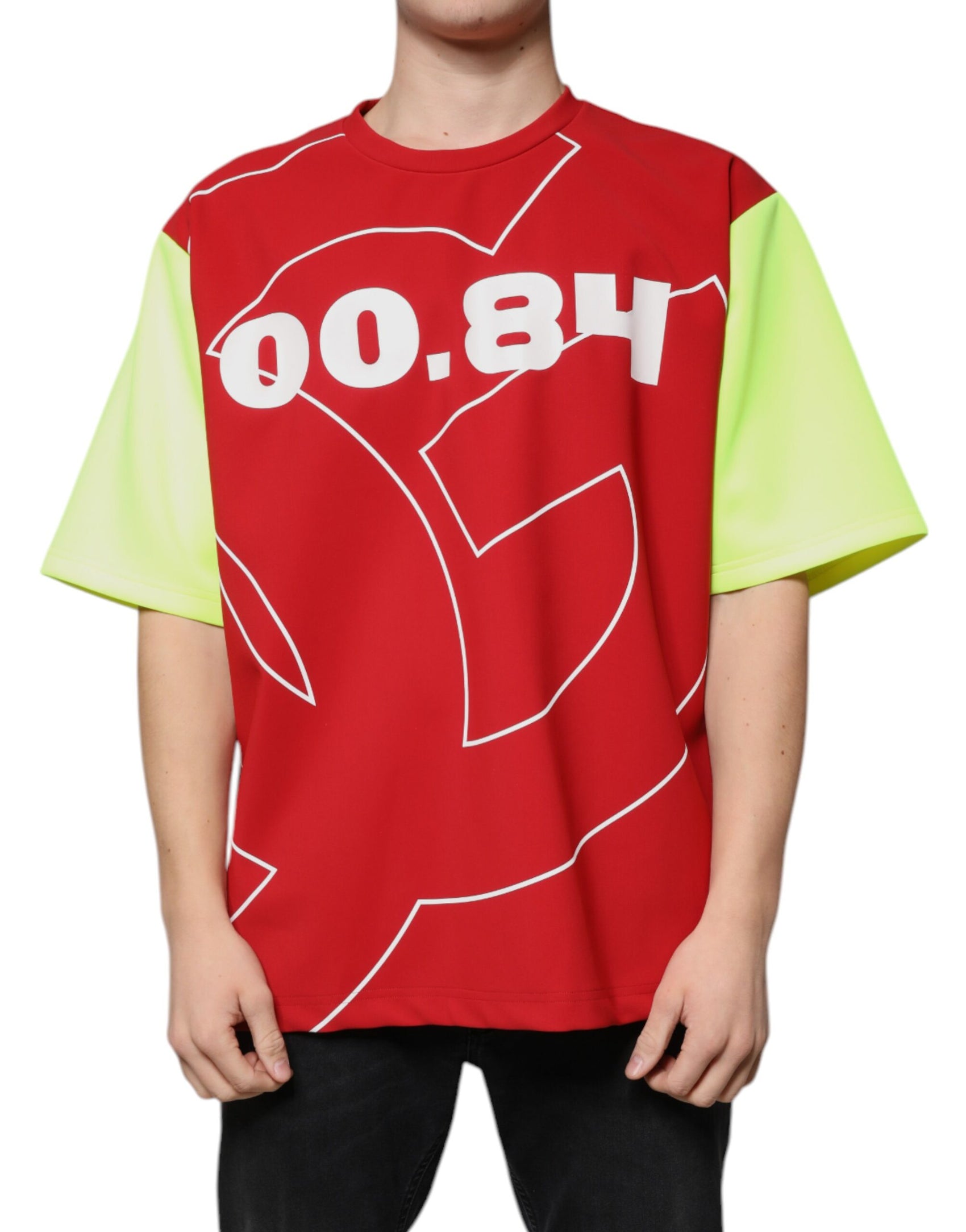 T-shirt girocollo da uomo in cotone con logo multicolore