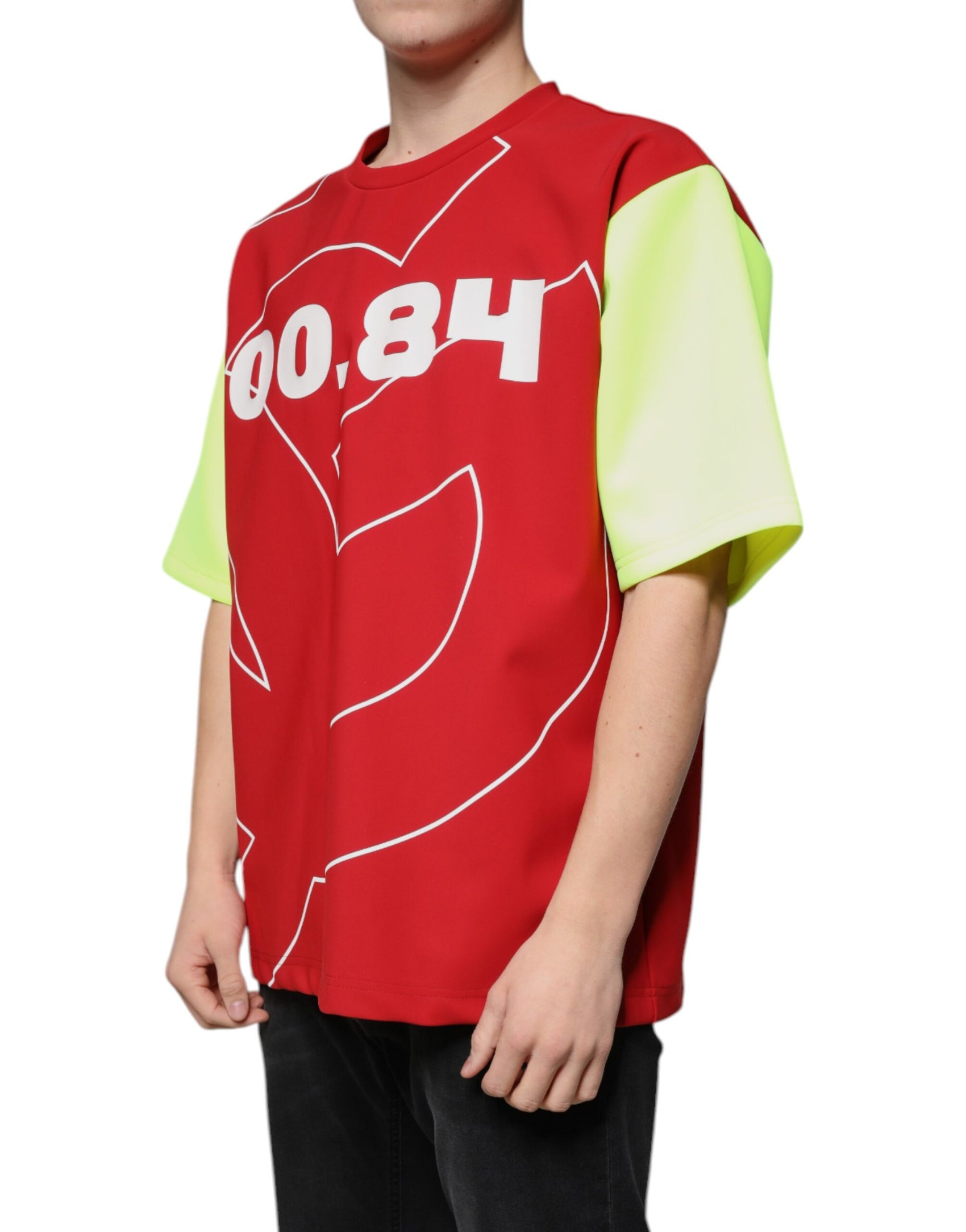 T-shirt girocollo da uomo in cotone con logo multicolore