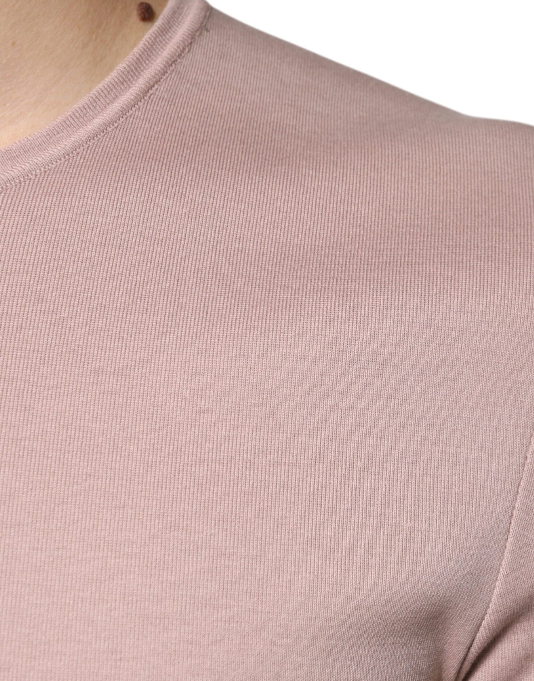 Maglietta a maniche corte in cotone marrone con scollo rotondo