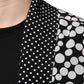Schwarz-weißes Polka Dots Seidenhemd für Herren