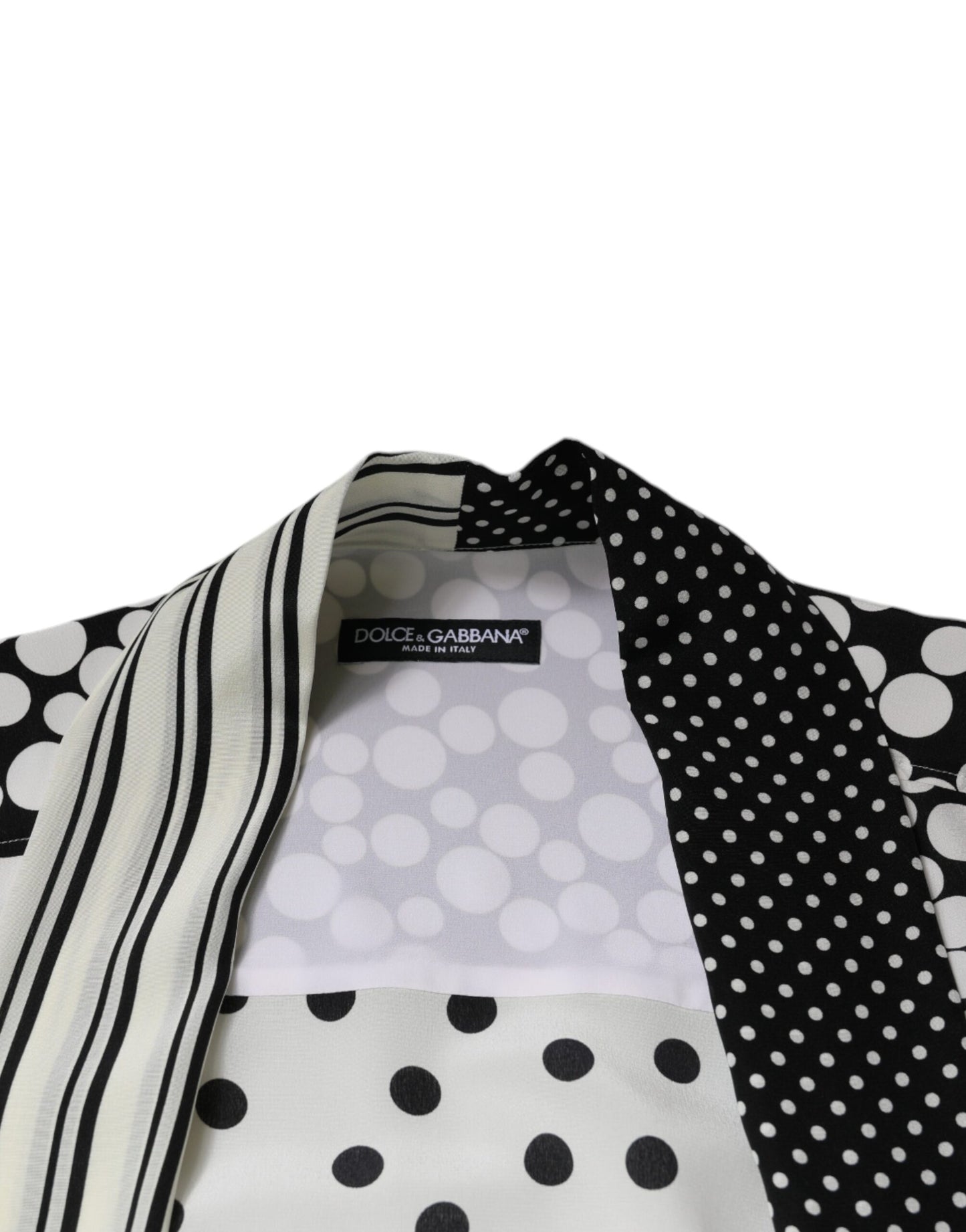 Schwarz-weißes Polka Dots Seidenhemd für Herren