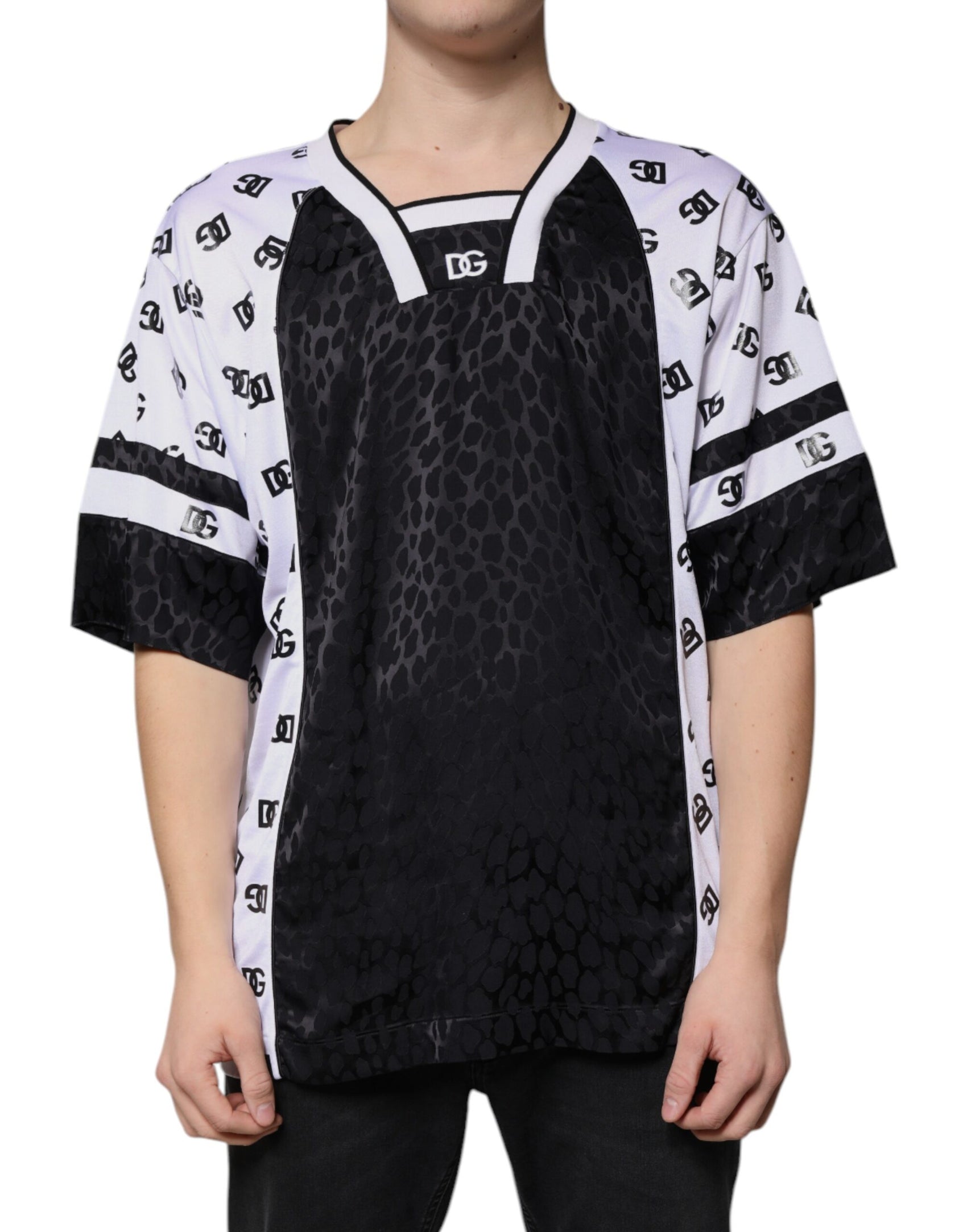 T-shirt a maniche corte da uomo con logo bianco e nero