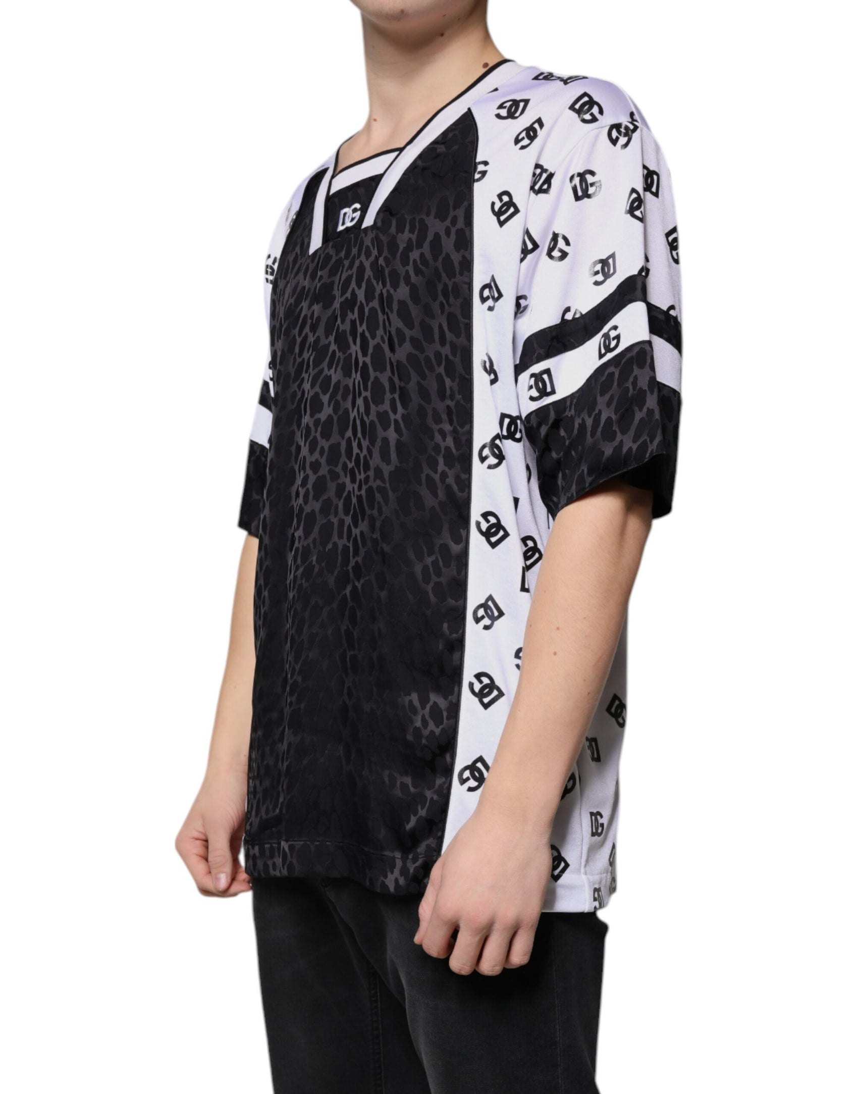 T-shirt a maniche corte da uomo con logo bianco e nero