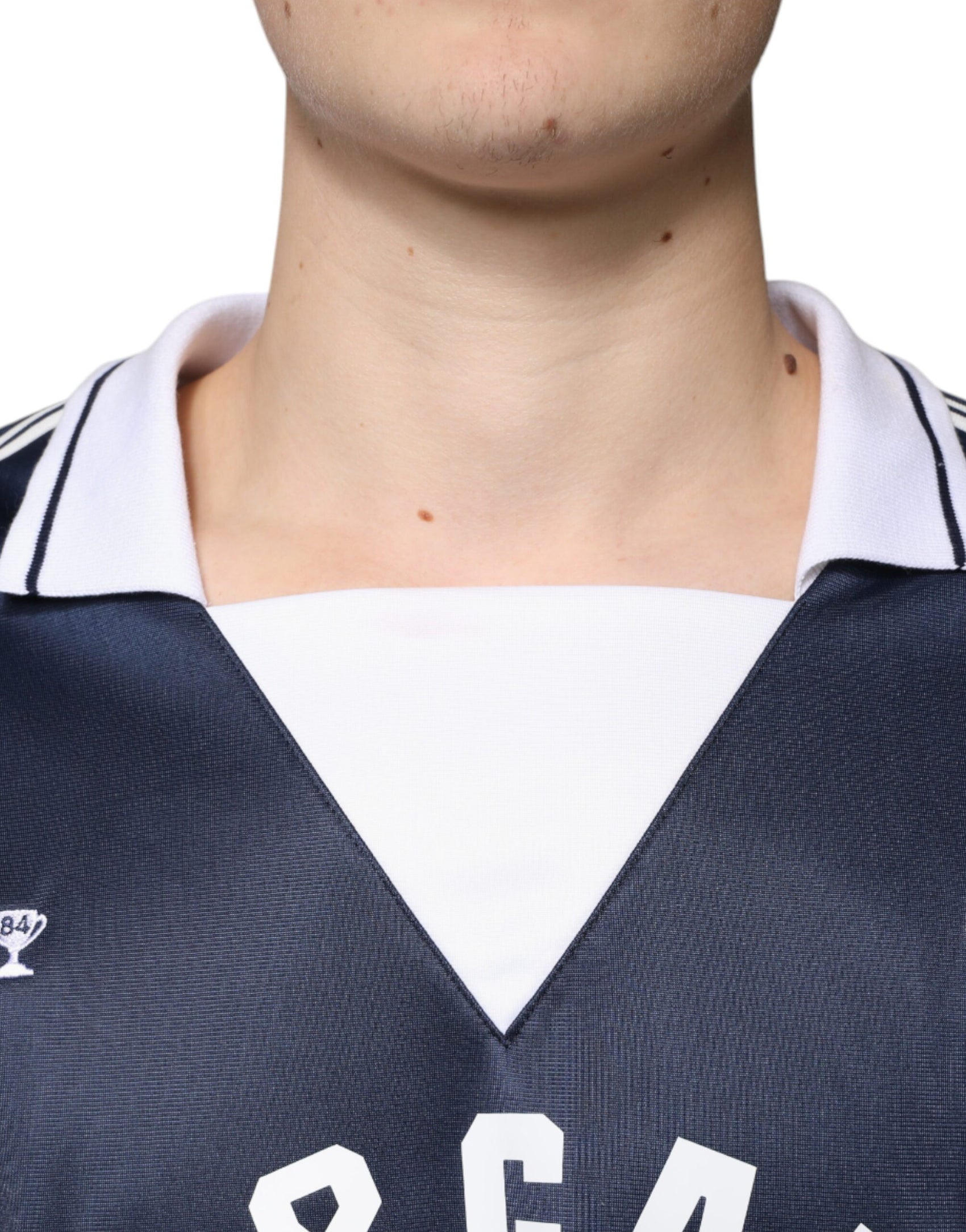 T-shirt a maniche lunghe in jersey blu bianco Milano