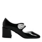 Black Patent Leather Crystal Mary Jane Pumps Shoes