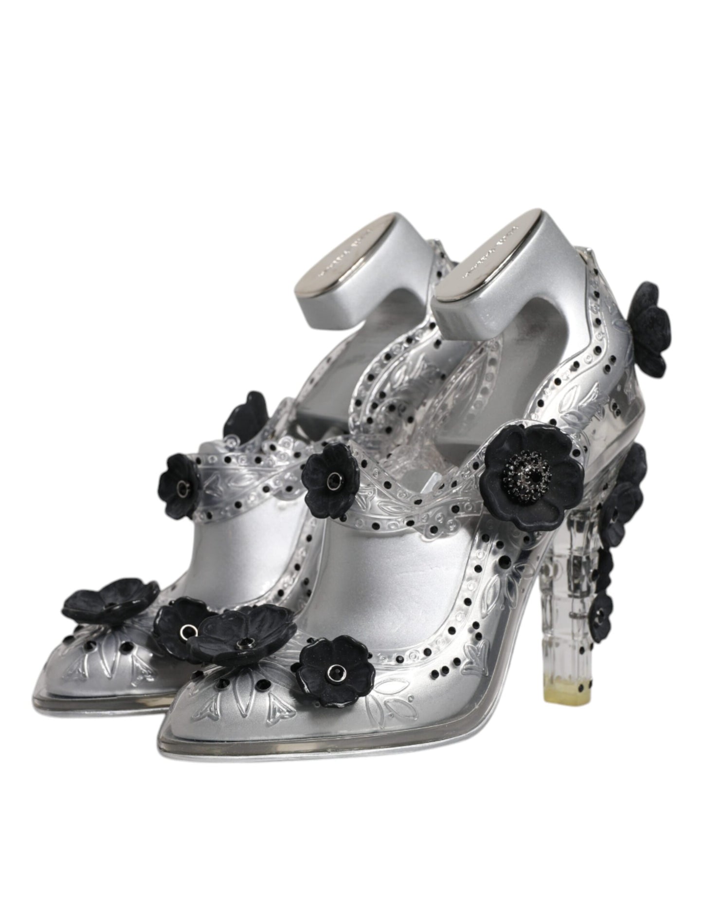 Clear Floral Crystal CINDERELLA Heels Shoes