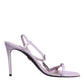 Lilac Leather Logo Ankle Strap Heels Sandals Shoes