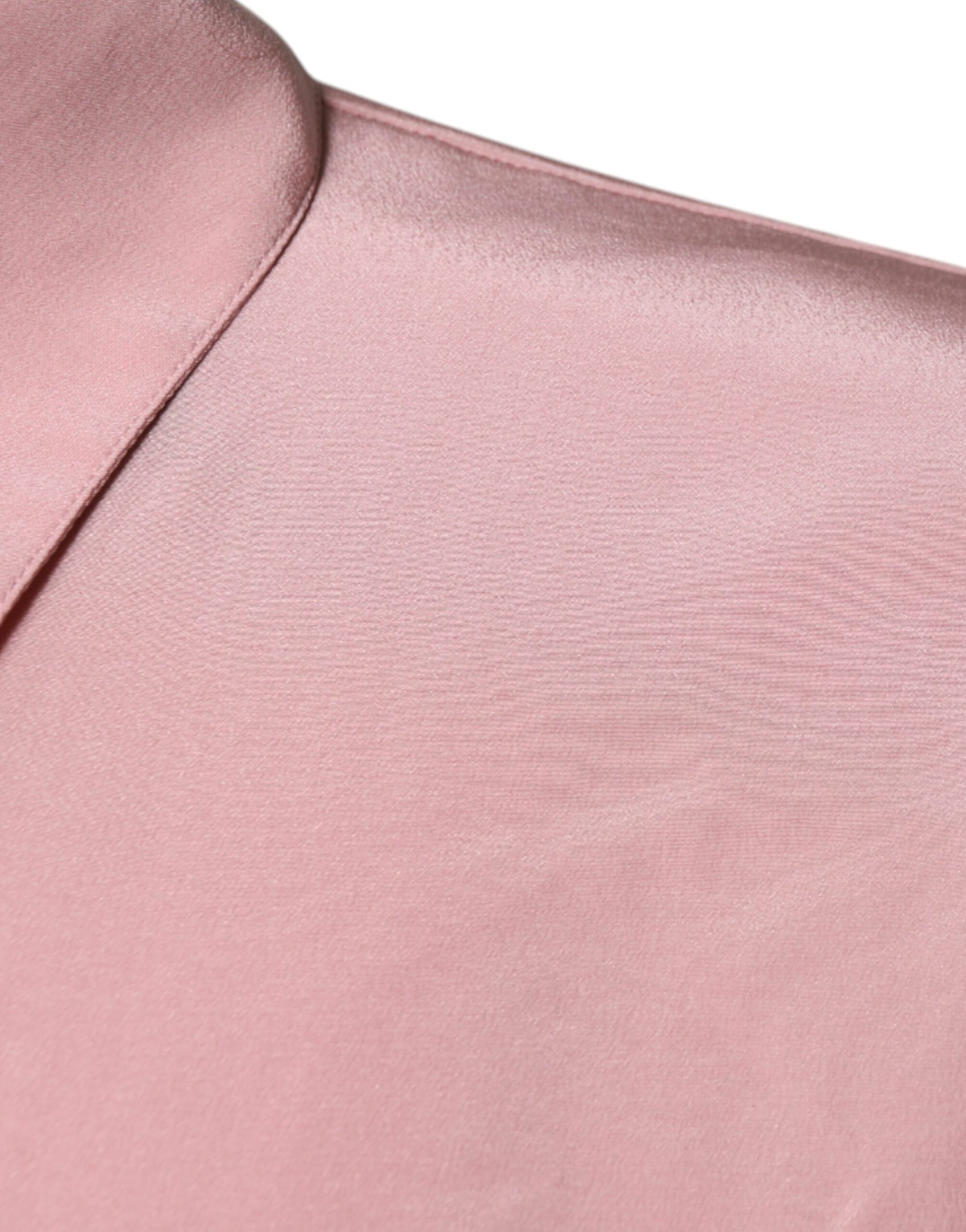 Top camicetta con colletto a maniche lunghe in cotone rosa