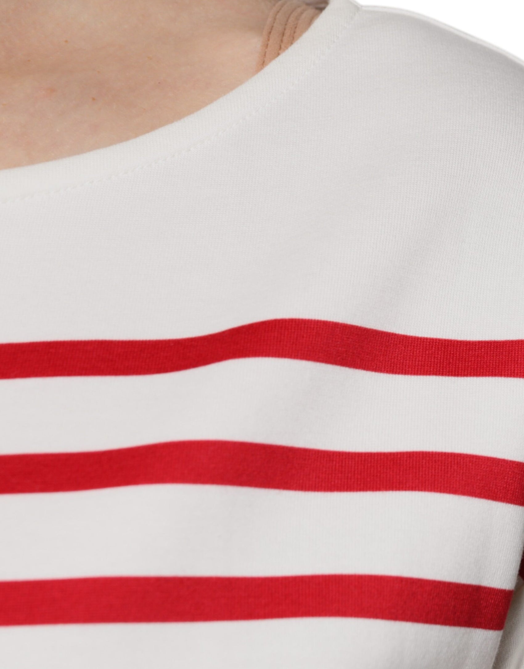 Maglia a maniche lunghe in cotone a righe bianche e rosse