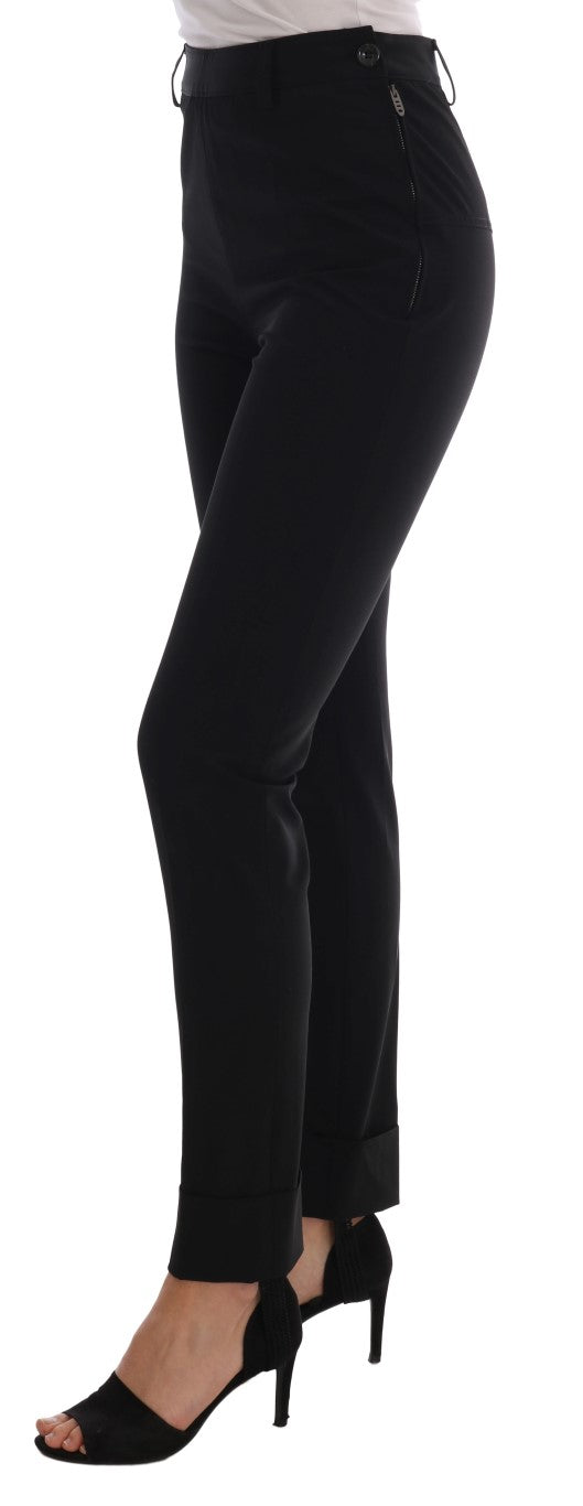 Elegante schwarze Leggings mit Steg