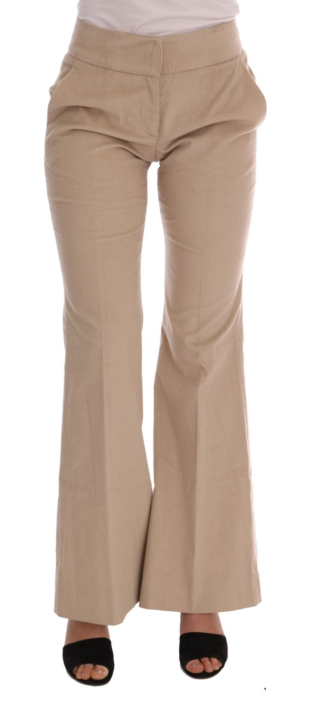 Pantaloni svasati bootcut beige chic