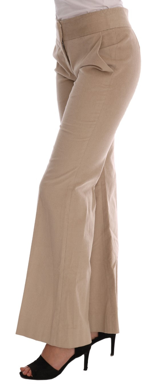 Pantaloni svasati bootcut beige chic